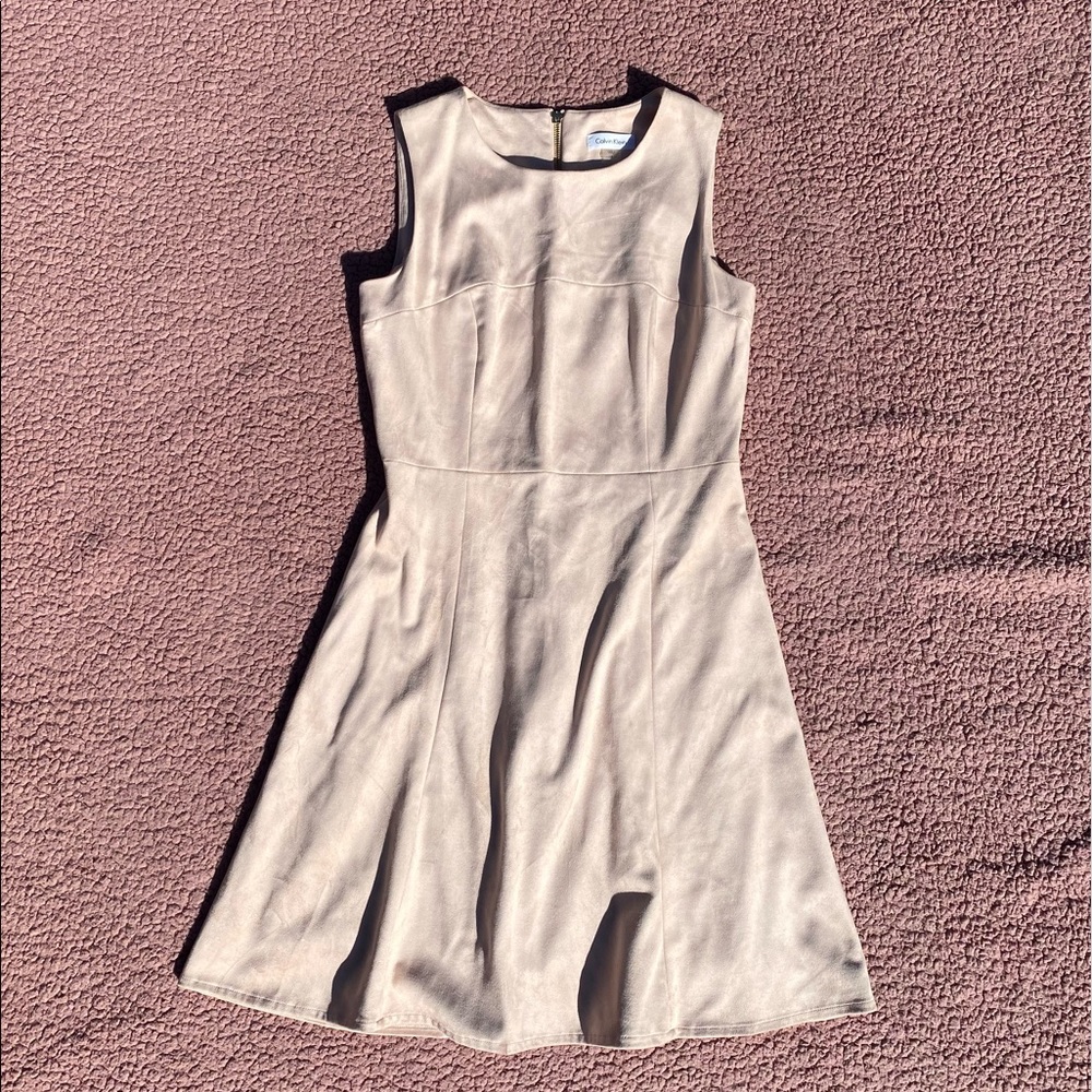 CALVIN KLEIN Light Pink Suede A-Line Dress